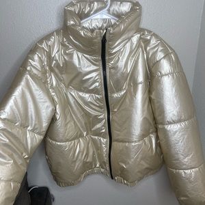 Gold Satin Puffer Jacket size Large